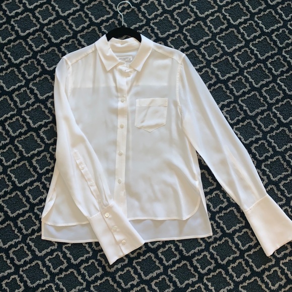 Equipment Tops - Equipment Femme White Silk Button Down Blouse Top